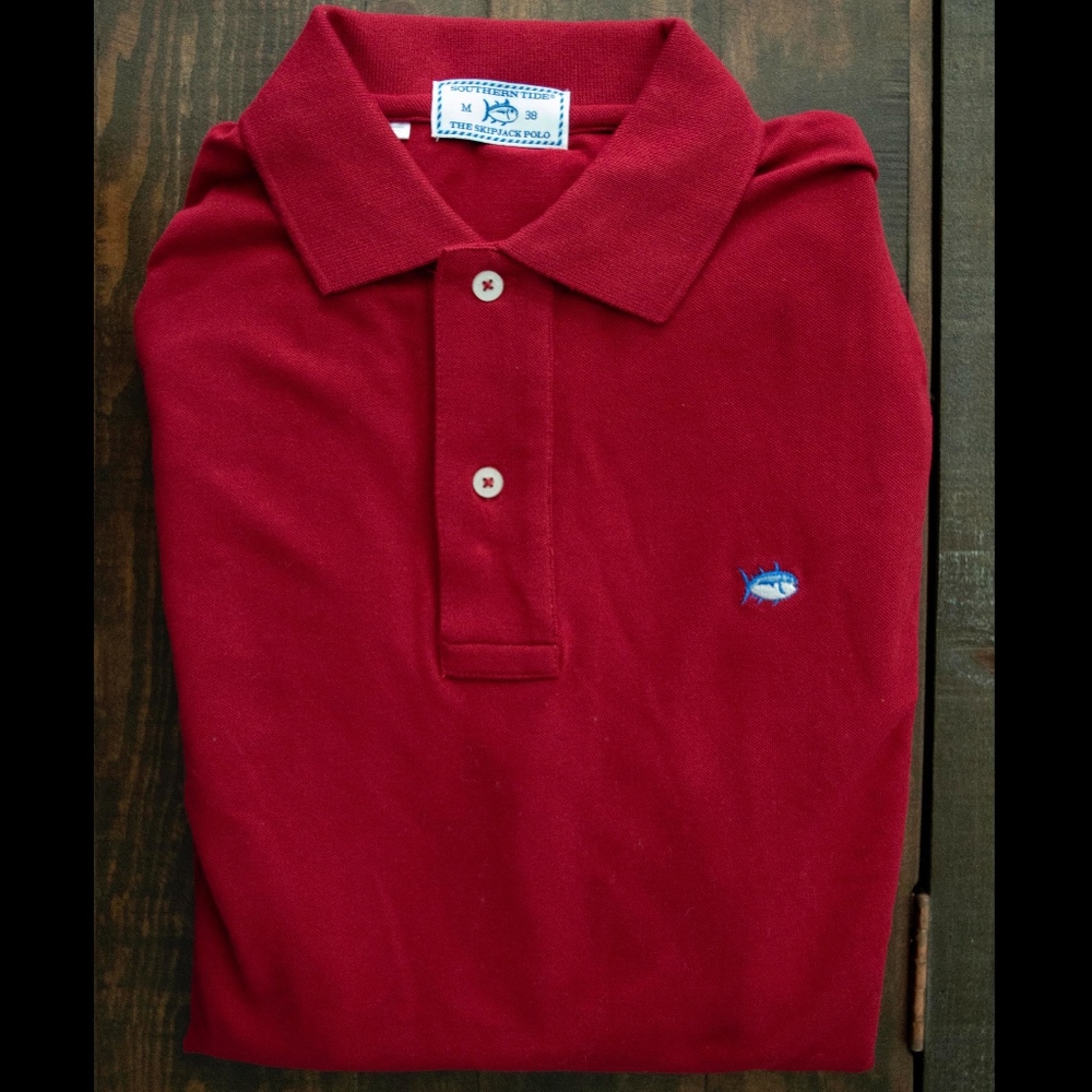 Red Southern Tide long sleeve Polo Shirt